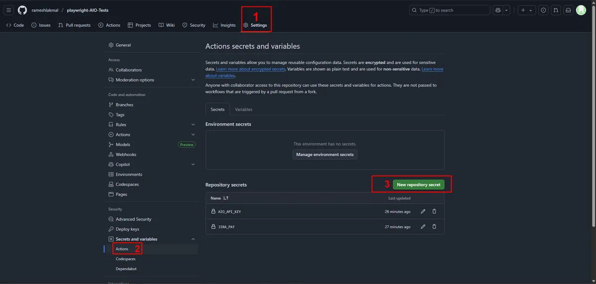 GitHub Secrets Configuration